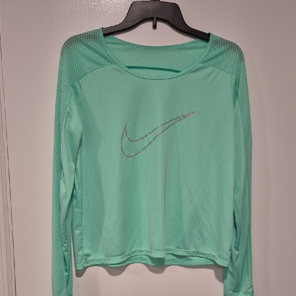 Nike Women's Mint Green Long-Sleeve Performance Tee
